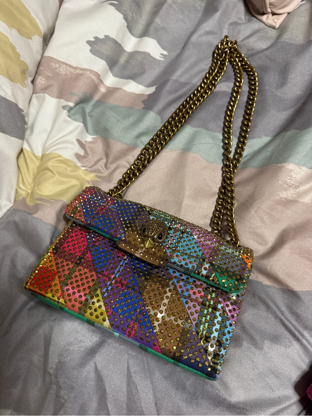 Kurt Geiger Multicolor Studded Chain Shoulder Bag